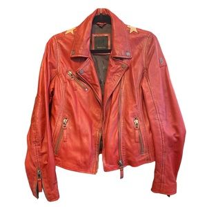Free People Christy Red Moto Leather Jacket from Mauritius Leather in size XS